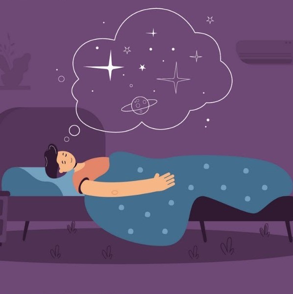 спящий человек смотрит сны